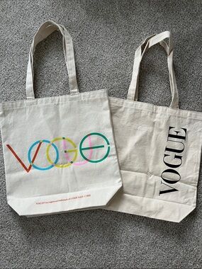 Vogue Natural Canvas Tote with Black Logo